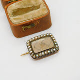 Regency Georgian 9ct Gold, Seed Pearl & Woven Hair Mourning Brooch c1830 Antique