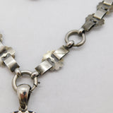 Victorian Sterling Silver Floral Pattern Mourning Locket Collar Antique c1860