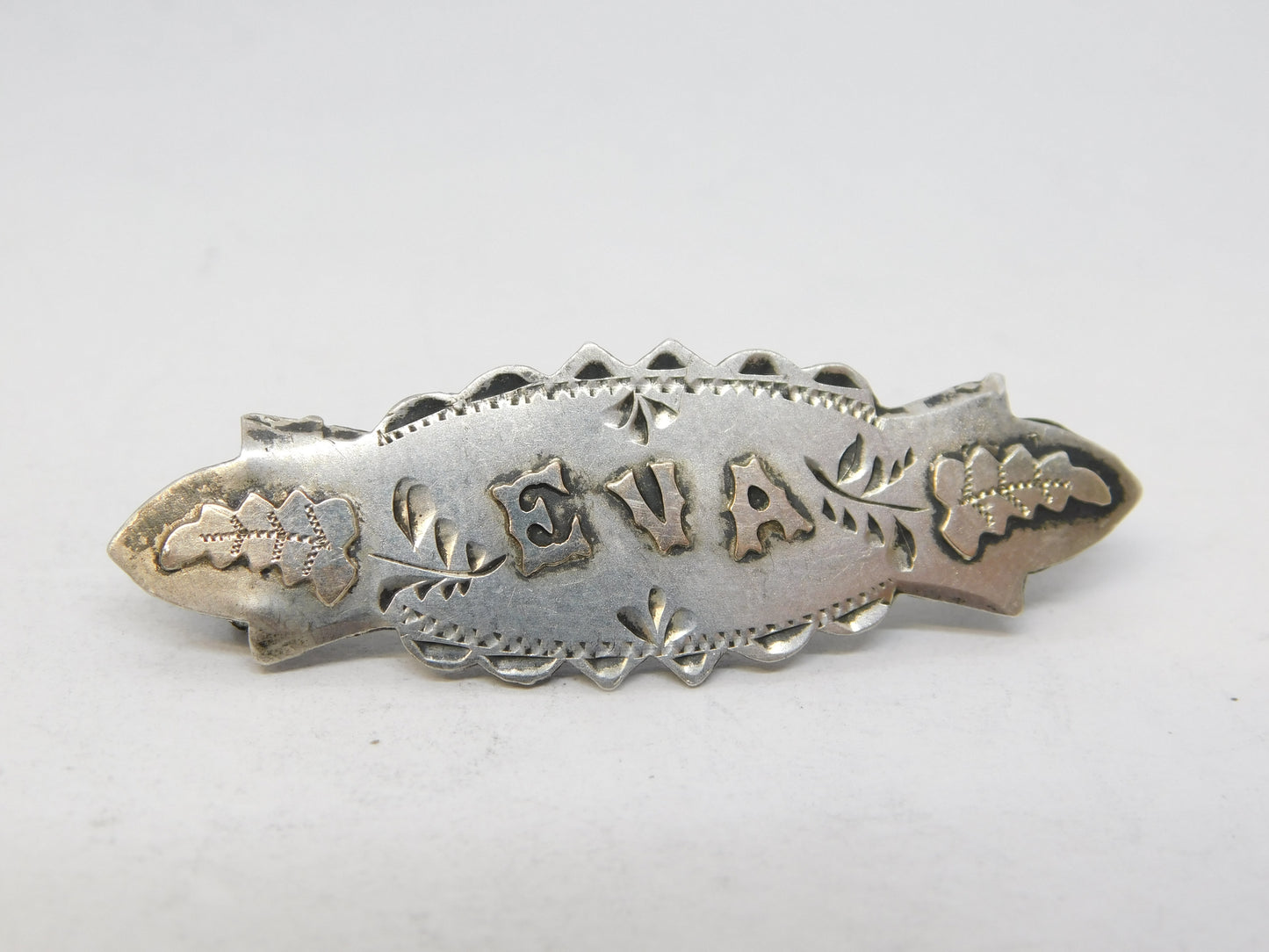 Victorian Sterling Silver 'Eva' Name Brooch Antique 1900 Birmingham