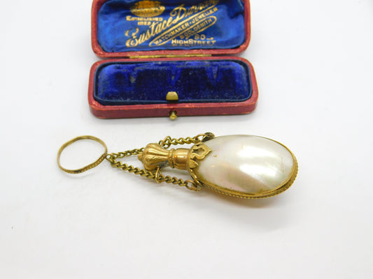 Georgian Gilt Metal & Pearl Shell Chatelaine Scent Bottle Antique c1830 Regency