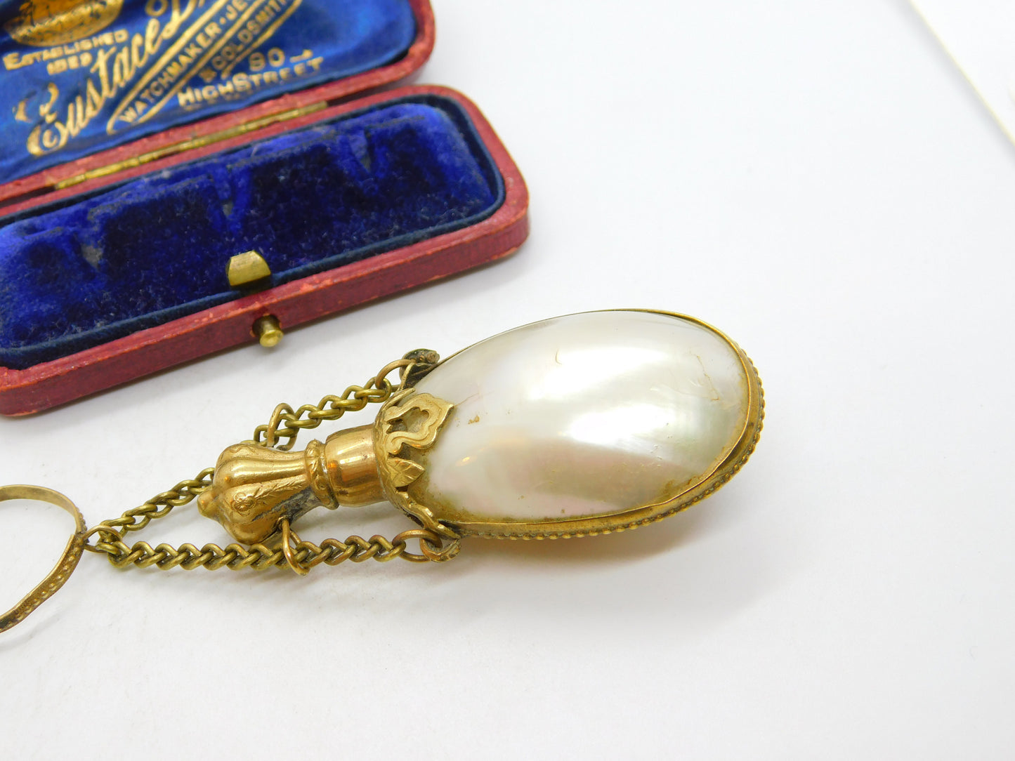 Georgian Gilt Metal & Pearl Shell Chatelaine Scent Bottle Antique c1830 Regency