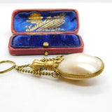Georgian Gilt Metal & Pearl Shell Chatelaine Scent Bottle Antique c1830 Regency