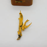 Victorian 15ct Yellow Gold Swallow Bird Sweetheart Brooch Antique c1880