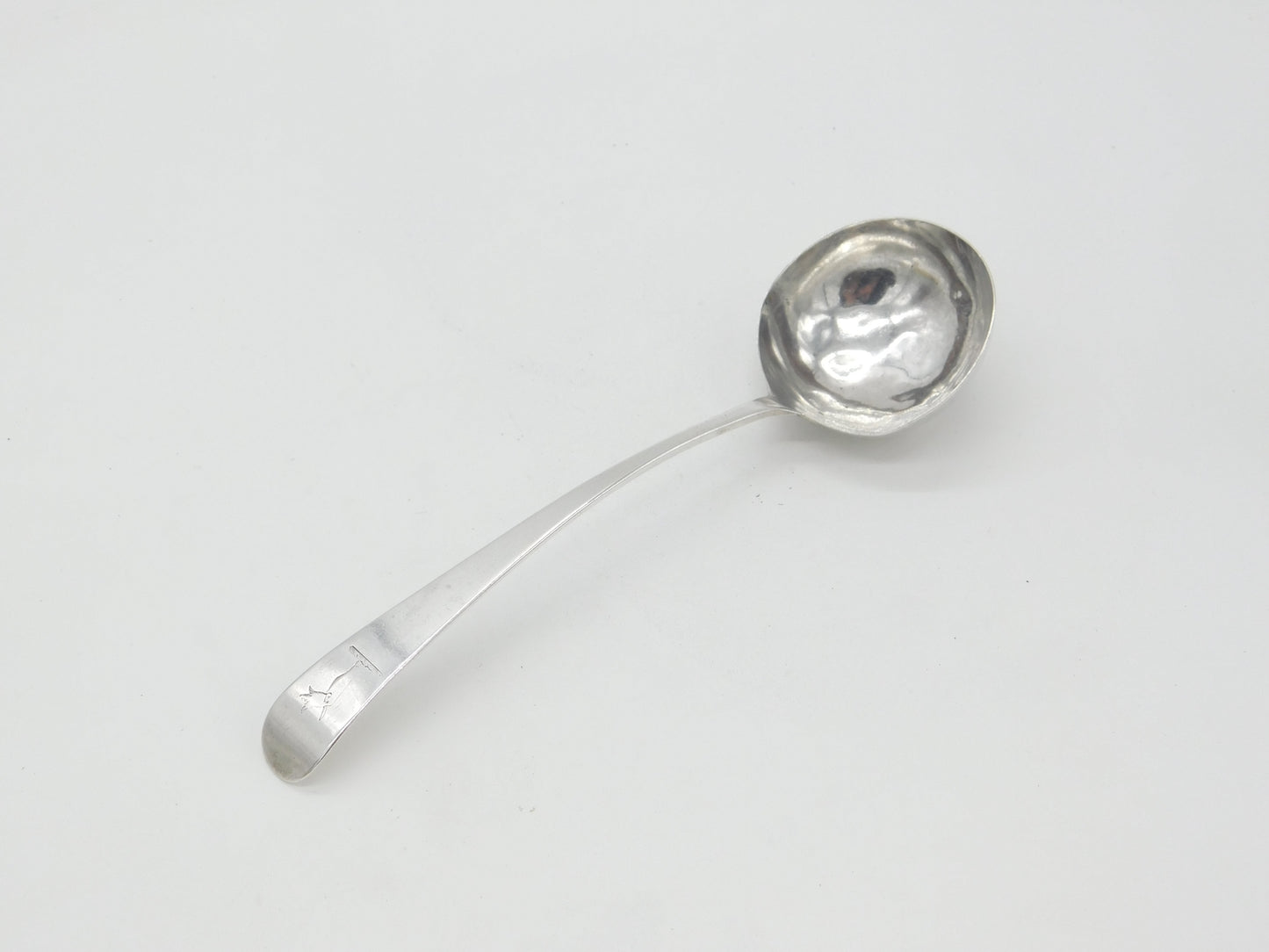 Irish Georgian Sterling Silver Crested Sauce Ladle 1803 Dublin John Power