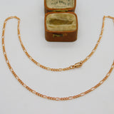9ct Rose Gold Figaro Link Chain Necklace Vintage c2000 18" or 46cm Length