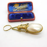 Georgian Gilt Metal & Pearl Shell Chatelaine Scent Bottle Antique c1830 Regency