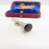 Victorian Sterling Silver Citrine Set Watch Key Fob or Pendant Antique c1860