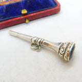 Victorian Sterling Silver Citrine Set Watch Key Fob or Pendant Antique c1860