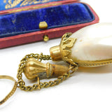 Georgian Gilt Metal & Pearl Shell Chatelaine Scent Bottle Antique c1830 Regency