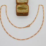 9ct Rose Gold Figaro Link Chain Necklace Vintage c2000 18" or 46cm Length
