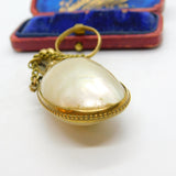 Georgian Gilt Metal & Pearl Shell Chatelaine Scent Bottle Antique c1830 Regency