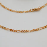 9ct Rose Gold Figaro Link Chain Necklace Vintage c2000 18" or 46cm Length