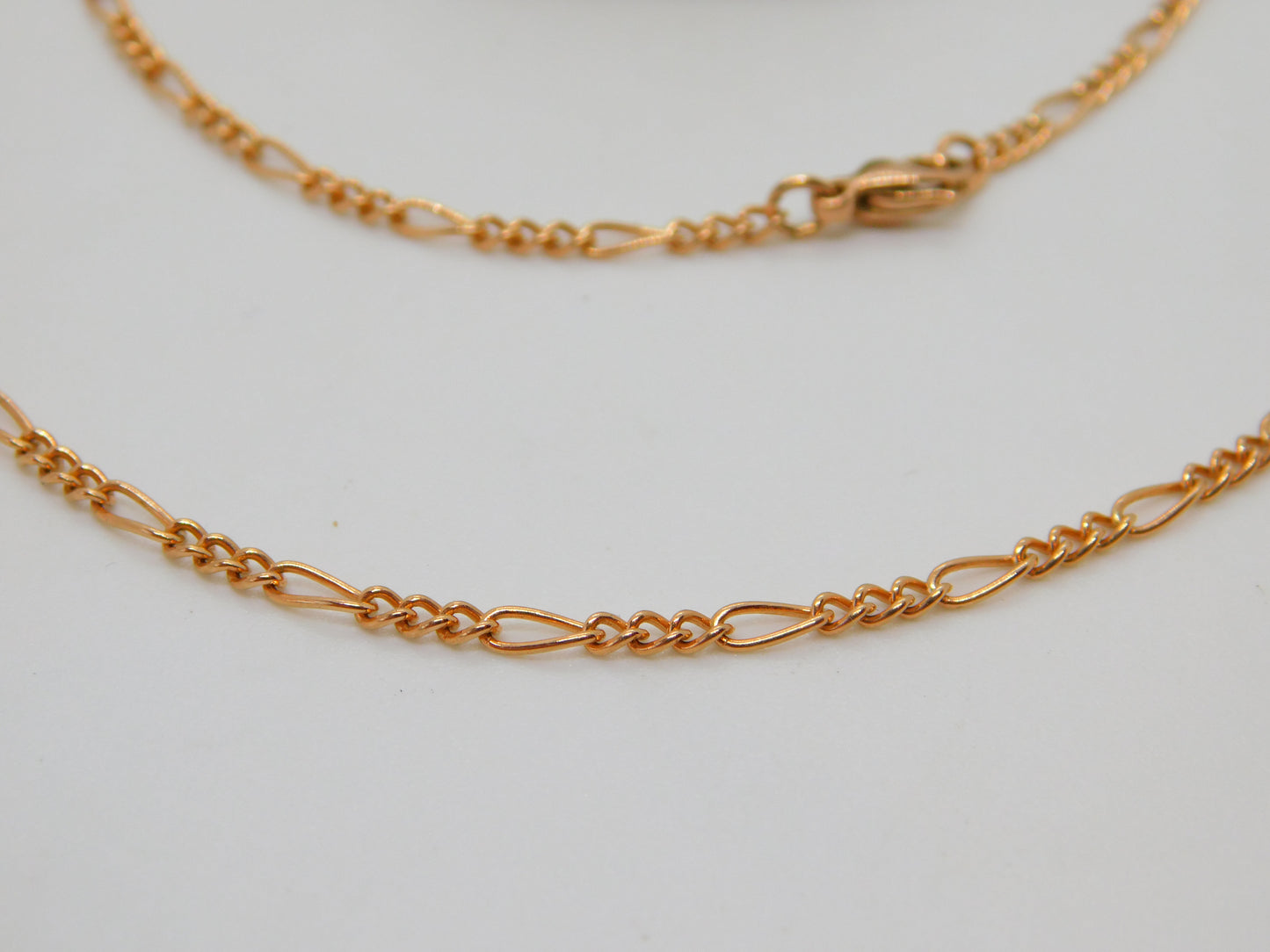 9ct Rose Gold Figaro Link Chain Necklace Vintage c2000 18" or 46cm Length