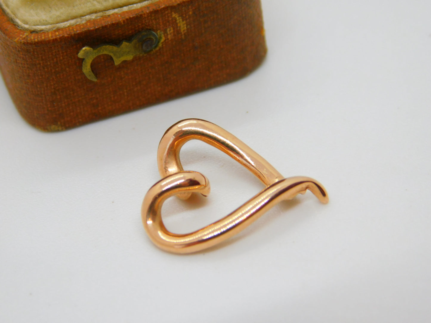 14ct Rose Gold Modernist Heart Sweetheart Drop Pendant Vintage c2000