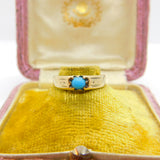 Victorian 9ct Rose Gold & Turquoise Set Band Ring Antique c1880