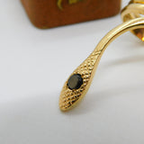 14ct Yellow Gold & Cats Eye Stone Set Large Snake Serpent Statement Ring Vintage
