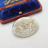 Victorian Sterling Silver & 9ct Yellow-Rose Gold Isle of Man Sweetheart Brooch