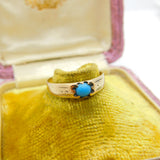Victorian 9ct Rose Gold & Turquoise Set Band Ring Antique c1880