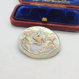 Victorian Sterling Silver & 9ct Yellow-Rose Gold Isle of Man Sweetheart Brooch