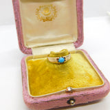 Victorian 9ct Rose Gold & Turquoise Set Band Ring Antique c1880
