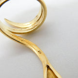 14ct Yellow Gold & Cats Eye Stone Set Large Snake Serpent Statement Ring Vintage