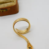14ct Yellow Gold & Cats Eye Stone Set Large Snake Serpent Statement Ring Vintage
