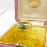 Victorian 9ct Rose Gold & Turquoise Set Band Ring Antique c1880