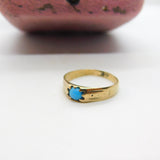 Victorian 9ct Rose Gold & Turquoise Set Band Ring Antique c1880