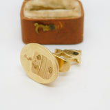 Georgian Cast 9ct Yellow Gold Heraldic Armorial Intaglio Seal Fob c1790 Antique