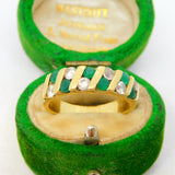 18ct Yellow Gold, Diamond & Emerald Dress Ring Vintage c1970