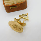 Georgian Cast 9ct Yellow Gold Heraldic Armorial Intaglio Seal Fob c1790 Antique