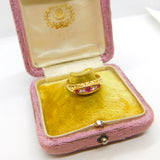 Victorian 18ct Yellow Gold, Ruby & White Spinel Boat Ring 1872 Antique