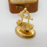 Georgian Cast 9ct Yellow Gold Heraldic Armorial Intaglio Seal Fob c1790 Antique