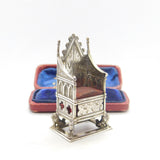 Edwardian Sterling Silver Coronation Throne Pin Cushion 1910 Birmingham Antique