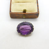 Edwardian Sterling Silver Amethyst Brooch Antique 1906 Chester Charles Horner