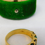 18ct Yellow Gold, Diamond & Emerald Dress Ring Vintage c1970