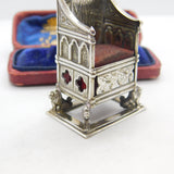 Edwardian Sterling Silver Coronation Throne Pin Cushion 1910 Birmingham Antique