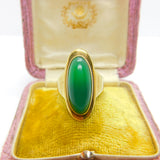 8ct Yellow Gold & Large Cabochon Chrysoprase Modernist Ring c1930 Antique