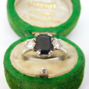 18ct White Gold, 0.5ct Sapphire & Diamond Engagement Ring Vintage 1974 London