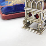 Edwardian Sterling Silver Coronation Throne Pin Cushion 1910 Birmingham Antique