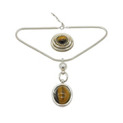 Grosse German Sterling Silver & Tiger's Eye Jewellery Suite Set Vintage 1973