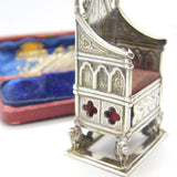 Edwardian Sterling Silver Coronation Throne Pin Cushion 1910 Birmingham Antique
