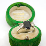 18ct White Gold, 0.5ct Sapphire & Diamond Engagement Ring Vintage 1974 London
