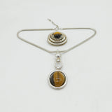 Grosse German Sterling Silver & Tiger's Eye Jewellery Suite Set Vintage 1973