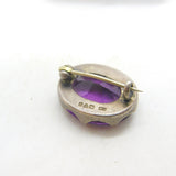 Edwardian Sterling Silver Amethyst Brooch Antique 1906 Chester Charles Horner