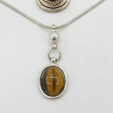 Grosse German Sterling Silver & Tiger's Eye Jewellery Suite Set Vintage 1973