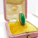 8ct Yellow Gold & Large Cabochon Chrysoprase Modernist Ring c1930 Antique