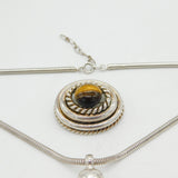 Grosse German Sterling Silver & Tiger's Eye Jewellery Suite Set Vintage 1973