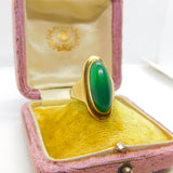 8ct Yellow Gold & Large Cabochon Chrysoprase Modernist Ring c1930 Antique