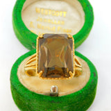 18ct Yellow Gold & Citrine Set Cocktail Dress Ring Vintage c1970